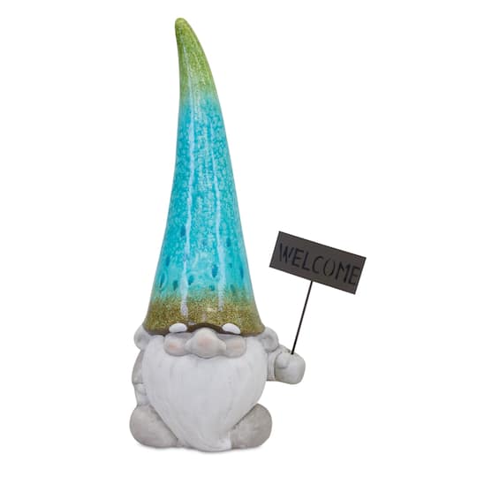 24" Garden Gnome with Welcome Sign Statue